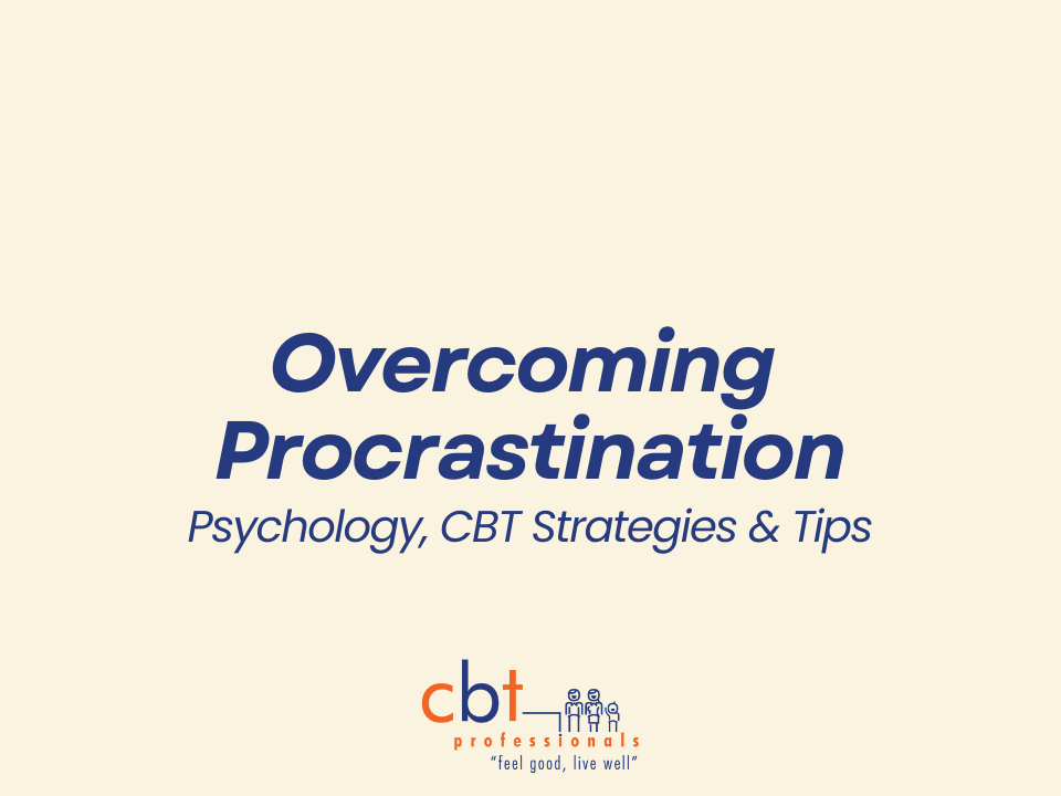 Cream background blog thumbnail with blue text reading “Understanding Procrastination: Why We Delay and How to Overcome It”