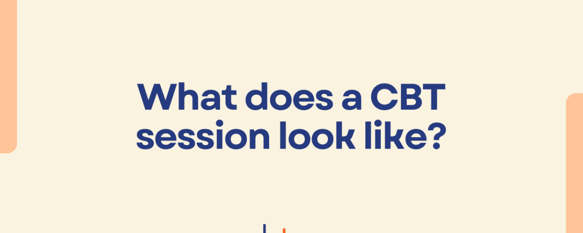 Graphic displaying the question ‘What does a CBT session look like?’ with CBT Professionals branding