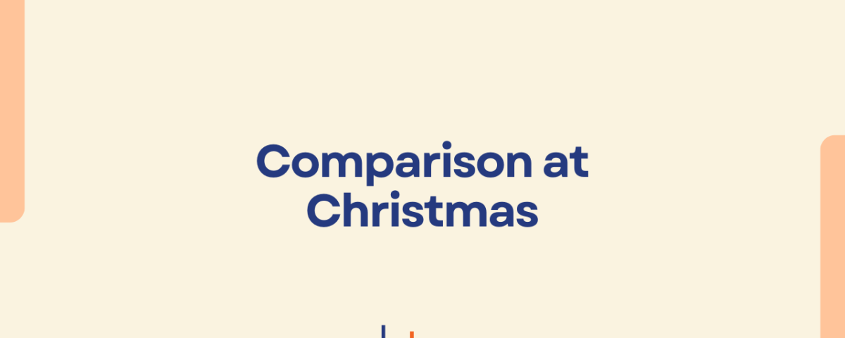Graphic with the text “Comparison at Christmas” and CBT Professionals logo, representing a blog on managing year-end guilt and self-reflection compassionately.