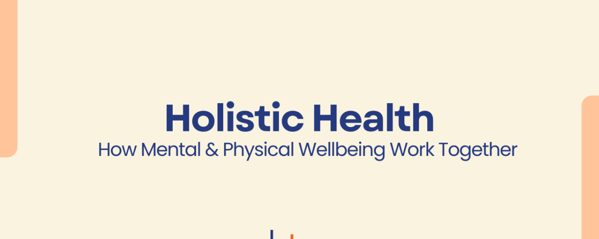 A cream background with blue text, illustrating the text Holistic health.
